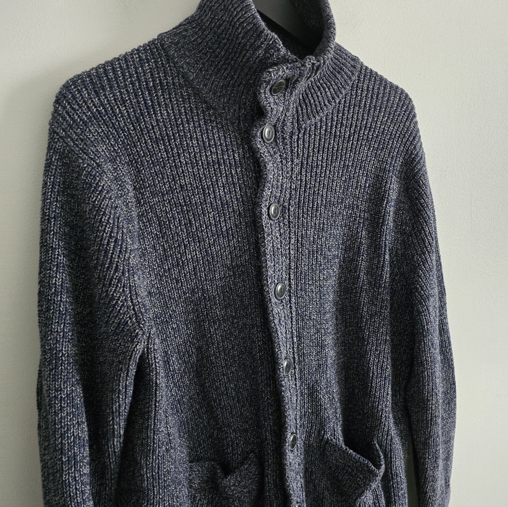 J Crew Marled cotton mockneck cardigan sweater Large - Picture 6 of 12